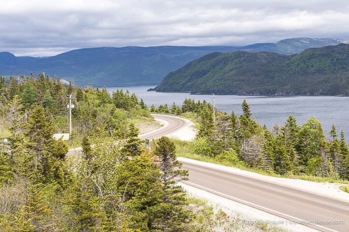 Winding road beside Bonne Bay.