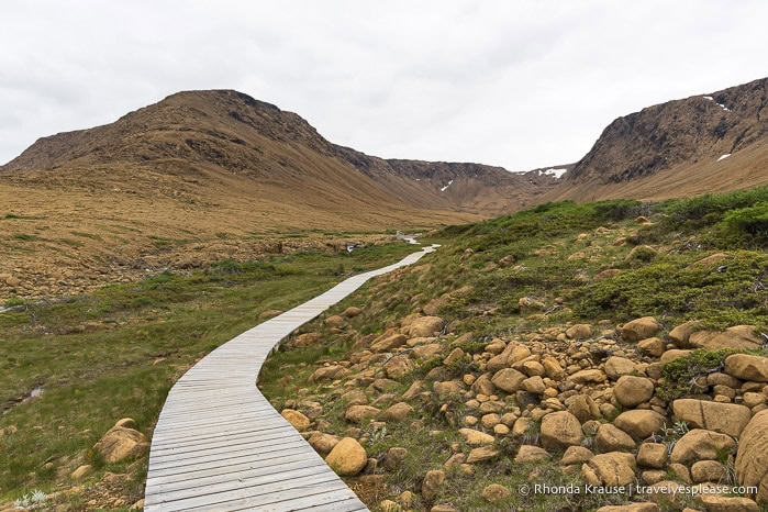 Tablelands Trail boardwalk leading to a cirque.