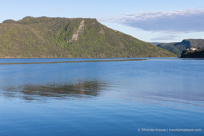 Forest covered mountains along Bonne Bay.