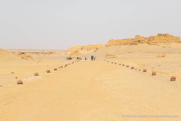 Tourists on a path in Wadi Al-Hitan.