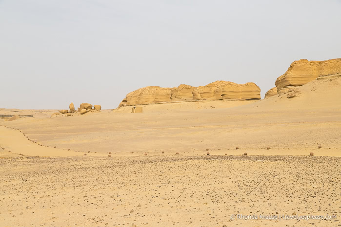 Path and rock formations in the desert.