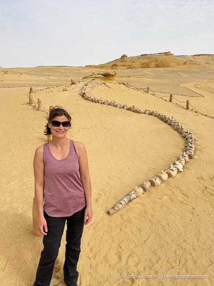 Me standing in front of a whale fossil.