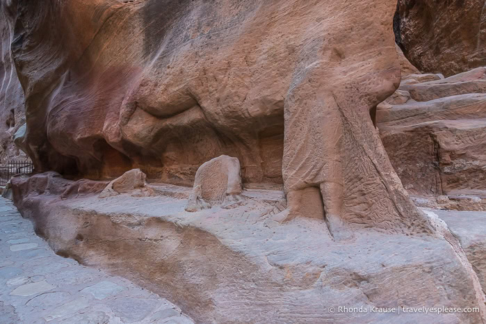 Camel caravan relief in the Siq at Petra.