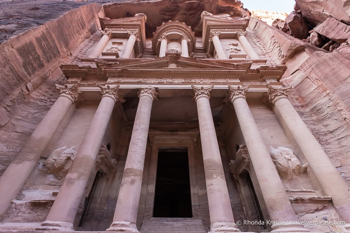 Looking up at the Treasury.