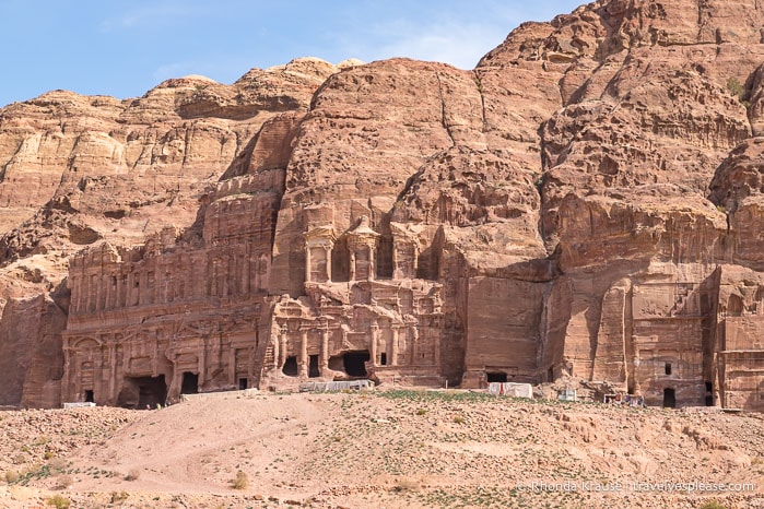 Exploring the row of Royal Tombs carved into a mountainside are a must-do when visiting Petra.