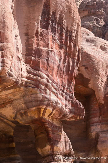 Colourful red rock formation.