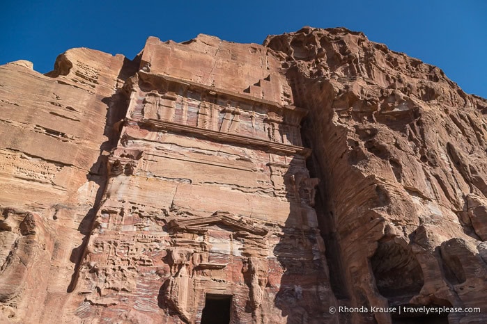 Tomb carved into the mountainside.