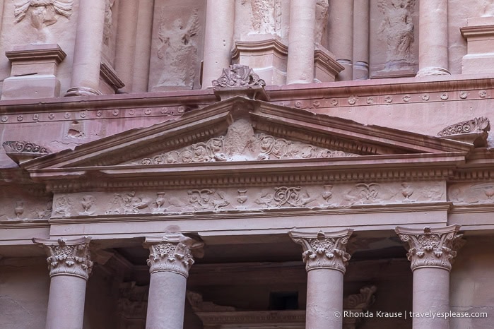 Decorative details on the exterior of the Treasury.