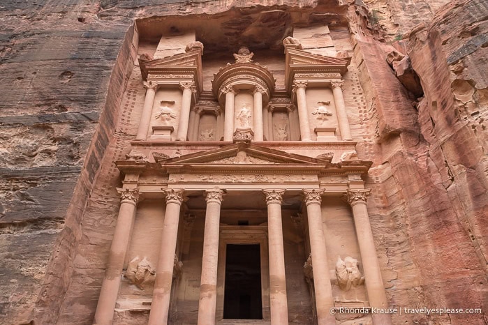 The Treasury carved into a flat cliff face.