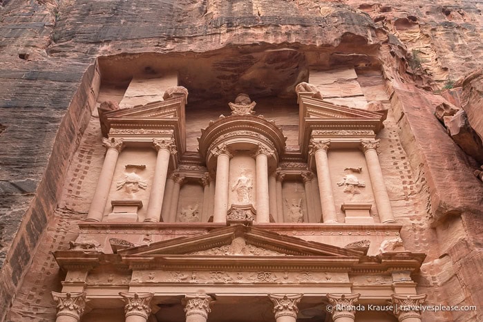 Decorative details at the top of the Treasury.