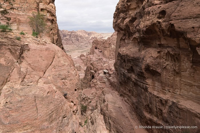 Hiking trail between two walls of rock.