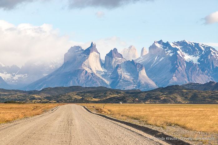 Dirt road heading towards the Cuernos del Paine.