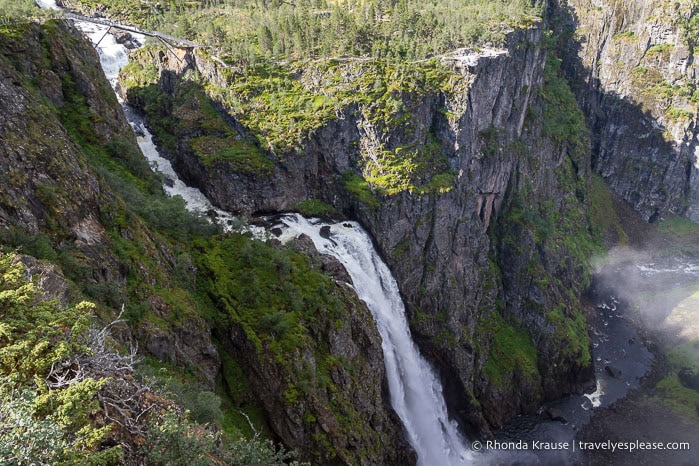 Looking down on the waterfall and valley.