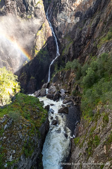 Top of the waterfall flowing into the valley.