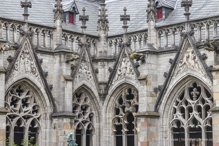 Gargoyle water spouts and other decorative elements on the cloister of the Dom Church.