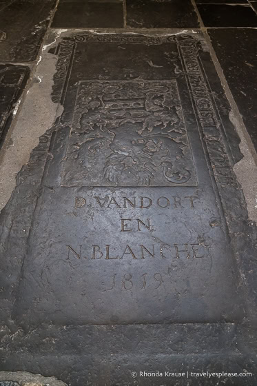 Old tombstone on the floor of the Dom Church.